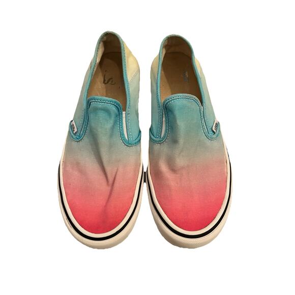 Vans Asher Women’s 7M/8.5W Pink Blu Yellow Ombre Low Slip On Skate Sneaker Shoes - Picture 3 of 9